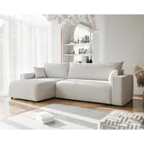 idohome Ecksofa 3-Sitzer mit Schlaffunktion und Bettkasten Beige