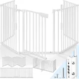 Kiduku® Kaminschutzgitter Baby Weiß - 480 Cm Länge Absperrgitter Ofenschutzgitter Laufstall Türschutzgitter