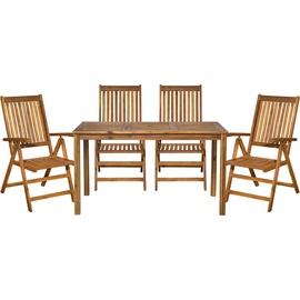 Möbilia Sitzgruppe Akazie natur 4 Stühle | klapp- und verstellbar | Akazie-Holz | 31020019 | Serie GARTEN