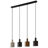 LINDBY Pendelleuchte Ovelia schwarz/braun/beige, 4-flg., Eisen