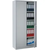 Flügeltürenschrank komplett montiert Metallschrank abschließbar grau 195x92x42cm 4 Fachböden Lagerschrank Aktenschrank 530340