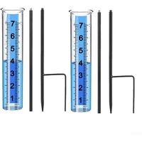 2 x Regenmesser, Outdoor-Glas-Regenmesser mit Rahmen, leicht zu lesen, abnehmbare Regenmesser für Rasen, Boden, Feuchtigkeit, Regen, Wasserstände