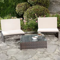 Melko vielseitiges Gartenmöbel-Set – Sonnenliege, Gartenset mit 2 Sessel und Tisch aus Polyrattan, robust und wetterfest, braun