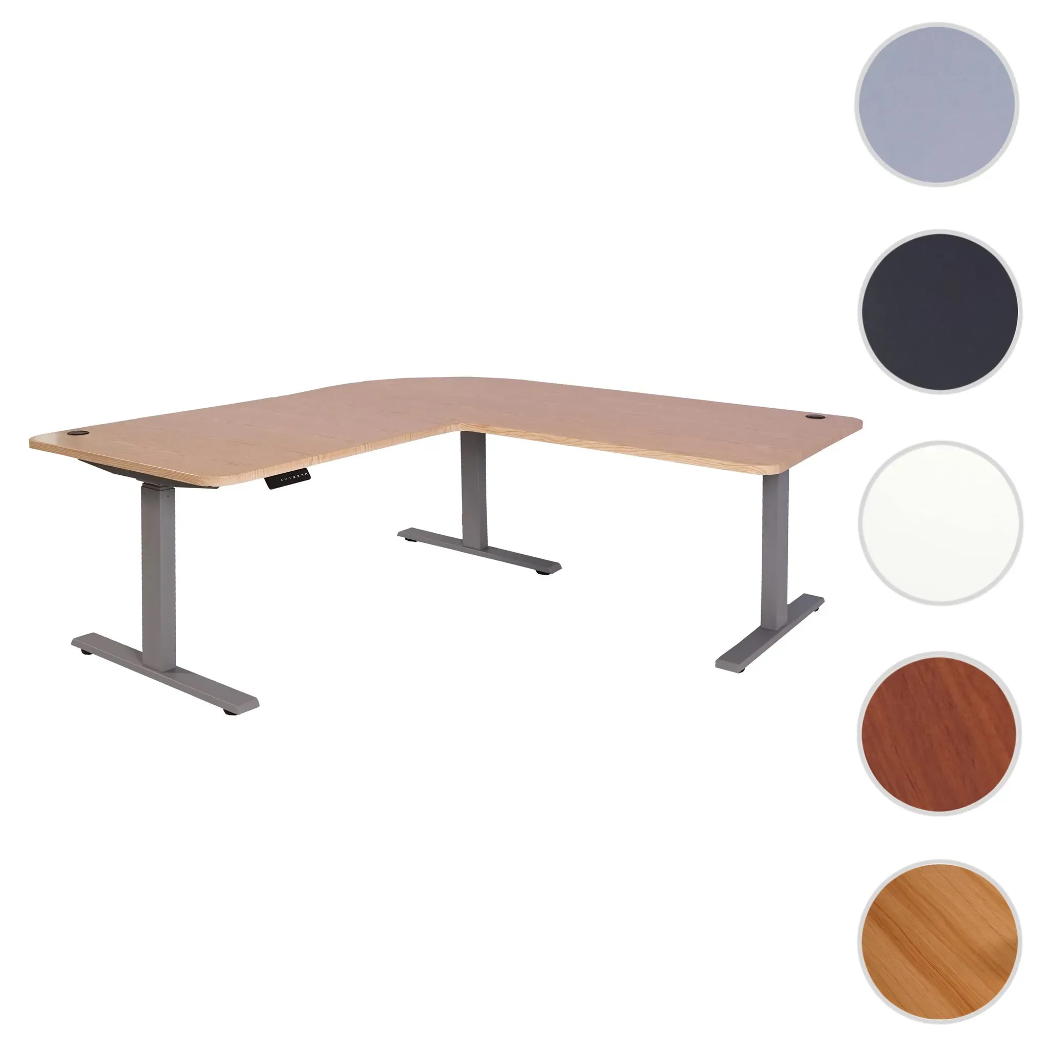 Eck-Schreibtisch HWC-D40, Computertisch elektrisch höhenverstellbar 178x178cm 84kg MVG ~ hellbraun, grau