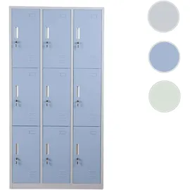 Mendler Schließfach Boston T829, Schließfachschrank Wertfachschrank Spind, Metall 9 Fächer ~ blau