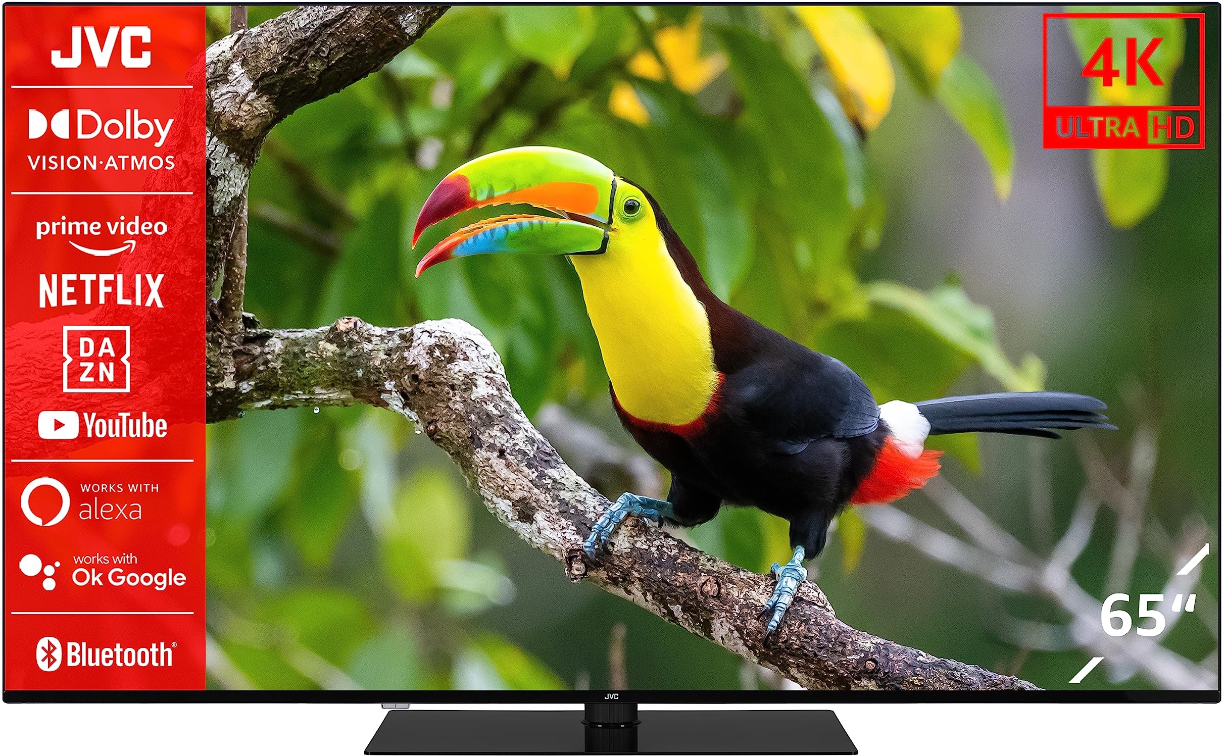 JVC LT-65VU6355 65 Zoll Fernseher / Smart TV (4K Ultra HD, HDR Dolby Vision, Triple-Tuner, Bluetooth, Dolby Atmos) [2023]