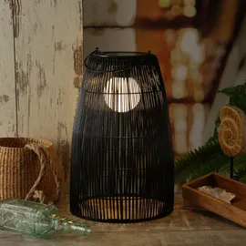 MARELIDA LED Solar Laterne/Hängeleuchte Rattanoptik Solarleuchte schwarz