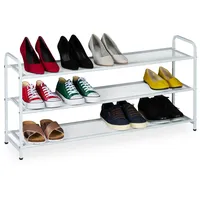 Relaxdays Schuhregal, 12 Paar Schuhe, 3 Ablagen, H x
