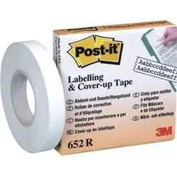 Abdeckband, 8,4mm x 17,7m, weiß, 652R, zum Beschriften von Ordnern, Mappen