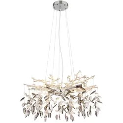 LED Hängelampe, Kronleuchter, Metall, Glaskristalle, H 120 cm