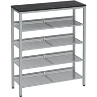 VASAGLE Schuhregal 75 x 93 x 28 cm anthrazitgrau-metallisches Silber / grau
