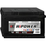 HR HiPower Autobatterie 12V 80Ah 670A Starterbatterie 77Ah 85Ah 88Ah 90Ah