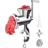 Bomefoi Manueller Fleischwolf - Schwere Manuelle Lebensmithle - Handbetriebener Fleischwolf Mit 3 Wurstfülltüllen,Für Haushalt Wohnheim Restaurant Wohnung Mietverhältnis Rindfleisch Pfeffer Pilz