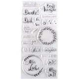 Rayher 50241000 Clear Stamps Viele Wünsche, 22 Motive, klar, transparent, durchsichtig, Stempel Glückwunsch, Silikonstempel, Stempel Geburtstag, Sb-btl. 1bogen, 97 x 205 mm