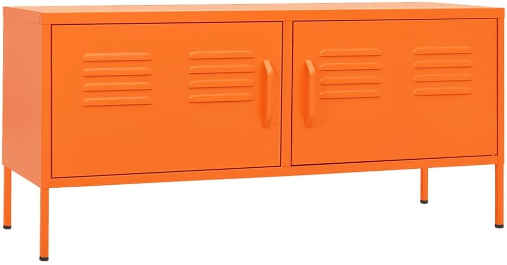 vidaXL TV Schrank mit 2 Türen Lowboard TV Möbel Tisch Board Sideboard Fernsehtisch Fernsehschrank HiFi-Schrank Orange 105x35x50cm Stahl