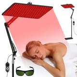200 LED Rotlichttherapie Panellampe, Rotlichtlampe für Ganzkörper & Gesicht, Rotlichttherapie-Gerät, 5 Stufen & Timer, Tri-Wellenlängen (660nm/850nm/940nm), mit Verstellbarem Ständer & Schutzbrille