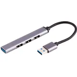 ShiverPeaks S/CONN maximum connectivity USB-A Hub, 3.0, 4-fach USB-A, ALU, slim, 0,12m