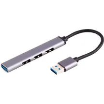 ShiverPeaks S/CONN maximum connectivity USB-A Hub, 3.0, 4-fach USB-A, ALU, slim, 0,12m