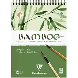 Clairefontaine 4x Bamboo, Spiralblock mit 15 Blatt Bambuspapier, 19x26 cm, 250g - 975925C