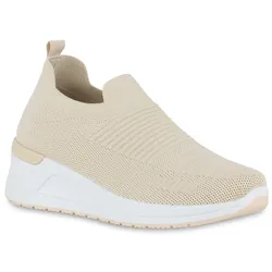 Damen Sneaker Wedges in Beige