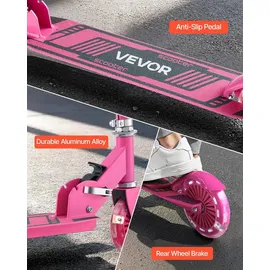 Vevor Scooter (2 Räder) für Kinder ab 3 Jahren, Cityroller Kinderroller mit leuchtenden Rädern & höhenverstellbarem Lenker & rutschfestem Deck & faltbarem Rahmen, Tretroller bis zu 50 kg, Pink