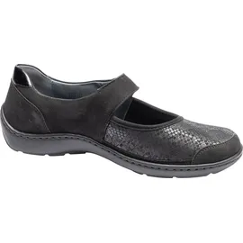 WALDLÄUFER HENNI Riemchenballerina, Halbschuh, Komfortschuh, Klettschuh in Weite H (sehr weit) schwarz 42,5 EU (8,5 UK)