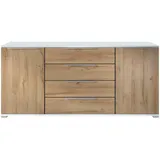 Vladon Linio V2 166,5 x 75,5 x 35 cm Weiß matt / Eiche Natur