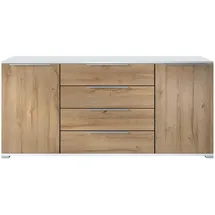 Vladon Linio V2 166,5 x 75,5 x 35 cm Weiß matt / Eiche Natur