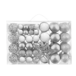 85 teiliges Weihnachtsbaumkugel Set silber Christbaumkugeln Weihnachtsstern m...