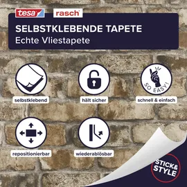 tesa rasch Vliestapete Clayton 6 m x 0,53 m 1 St Beige/Braun/Grau 371918