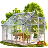 Gardebruk Gewächshaus 3,6m2-7,2m2 Treibhaus Tomatenhaus Pflanzenhaus Dachfenster Schiebetür 250x190x195cm - Gardebruk