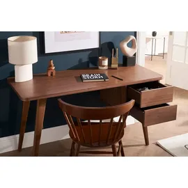 miliboo Design-Schreibtisch Nussbaum L140 cm FIFTIES