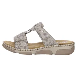 Rieker Damen Pantolette mit T-Riemen und Blumenmuster Weite H 66292, Größe:41 EU, Farbe:Mehrfarbig - Grau - 41