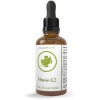 Vitamin K2 Tropfen 50 ml (all-trans MK-7) - produktionsfrische Ware - in geprüfter Qualität - 100% vegan - glutenfrei/laktosefrei - OHNE Hilfs- u. Zusatzstoffe