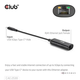 Club 3D USB 5Gbps Typ-A auf RJ45 Ethernet St./ Bu.