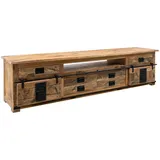 Massivmoebel24 RAILWAY TV-Board 240x50x60 cm Beige Holz