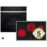 Siemens PQ214KA01Z, Einbau-Backofen-Set, ET845HH17 + HB273ABS3, Einbau-Backofen, Elektro-Kochfeld
