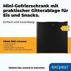 Exquisit Mini Gefrierschrank GB40-150E schwarz | 31 l Nutzinhalt | Schwarz