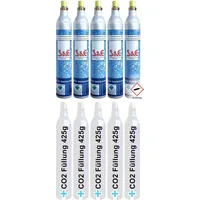 Bluecraft 5 x CO2-Zylinder 425 g 60l Sprudel-Wasser - Kohlensäure für Soda-Stream Wasser-Maxx