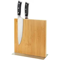 Relaxdays Messerblock magnetisch, doppelseitig, Bambus & Edelstahl, HxBxT: 23