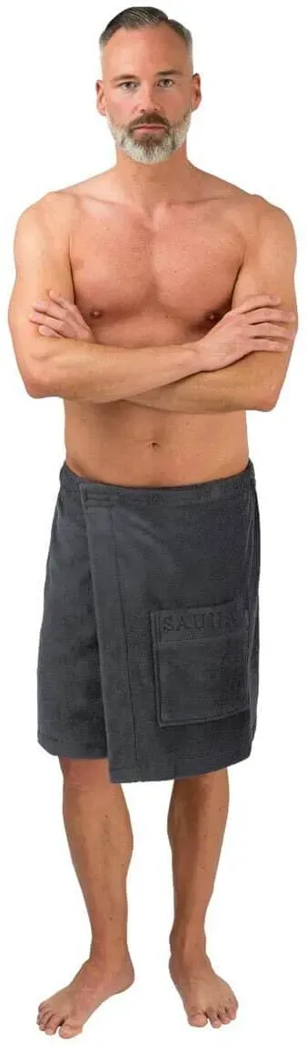 wewo fashion Herren Saunakilt 9538 mit Tasche 50x145 cm | anthracite - grau