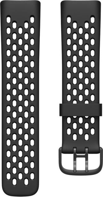 Cover-Discount Fitbit Charge 5 - Silikon Sportarmband gelöchert schwarz, Sportuhr + Smartwatch Armband