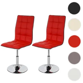 Mendler Esszimmerstuhl HWC-C41 Kunstleder rot 2er Set