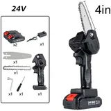 Handgeführte Akku-Elektro-Kettensäge mit Geschwindigkeitsregulierung und 2 Akkus, zum Baumschnitt, Schwarz