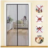 luxuskollektion Fliegengitter Tür Magnet 90 x 220 cm Schwarz