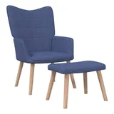 vidaXL Relaxsessel mit Hocker Polyester 63,5 x 95,5 x 66 cm Blau
