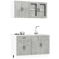 VidaXL 4-tlg. Küchenschrank-Set Kalmar Betongrau Holzwerkstoff