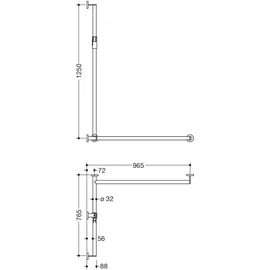Hewi System 900 Brausestange, mit Haltegriff, 900.35M30660 ER,