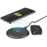 Hama Wireless Charger Set QI-FC10 10W kabelloses Smartphone-Ladepad, Schw.