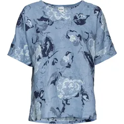 Leinen-Bluse, Druck hellblau, 36